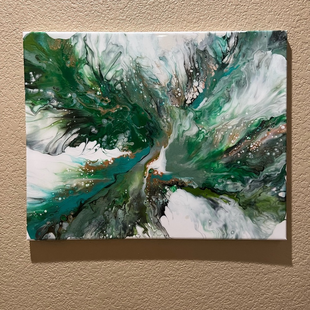 Acrylic Pour Painting Resin sealed 16x20 (NWOT)